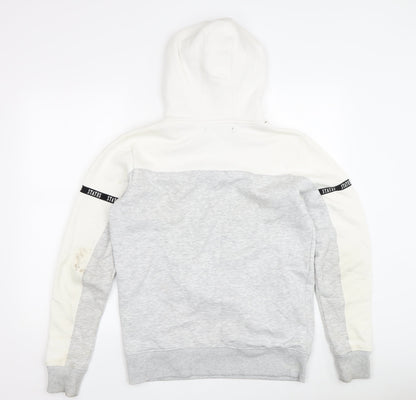 STATUS Men's Grey Pullover Hoodie, Size S, Logo Accented