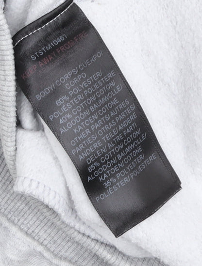 STATUS Men's Grey Pullover Hoodie, Size S, Logo Accented