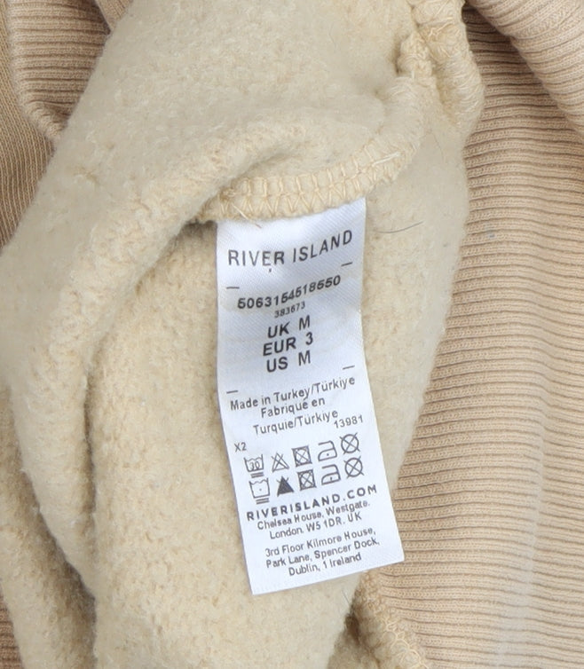 Mens UK Size M River Island Beige Pullover Sweatshirt