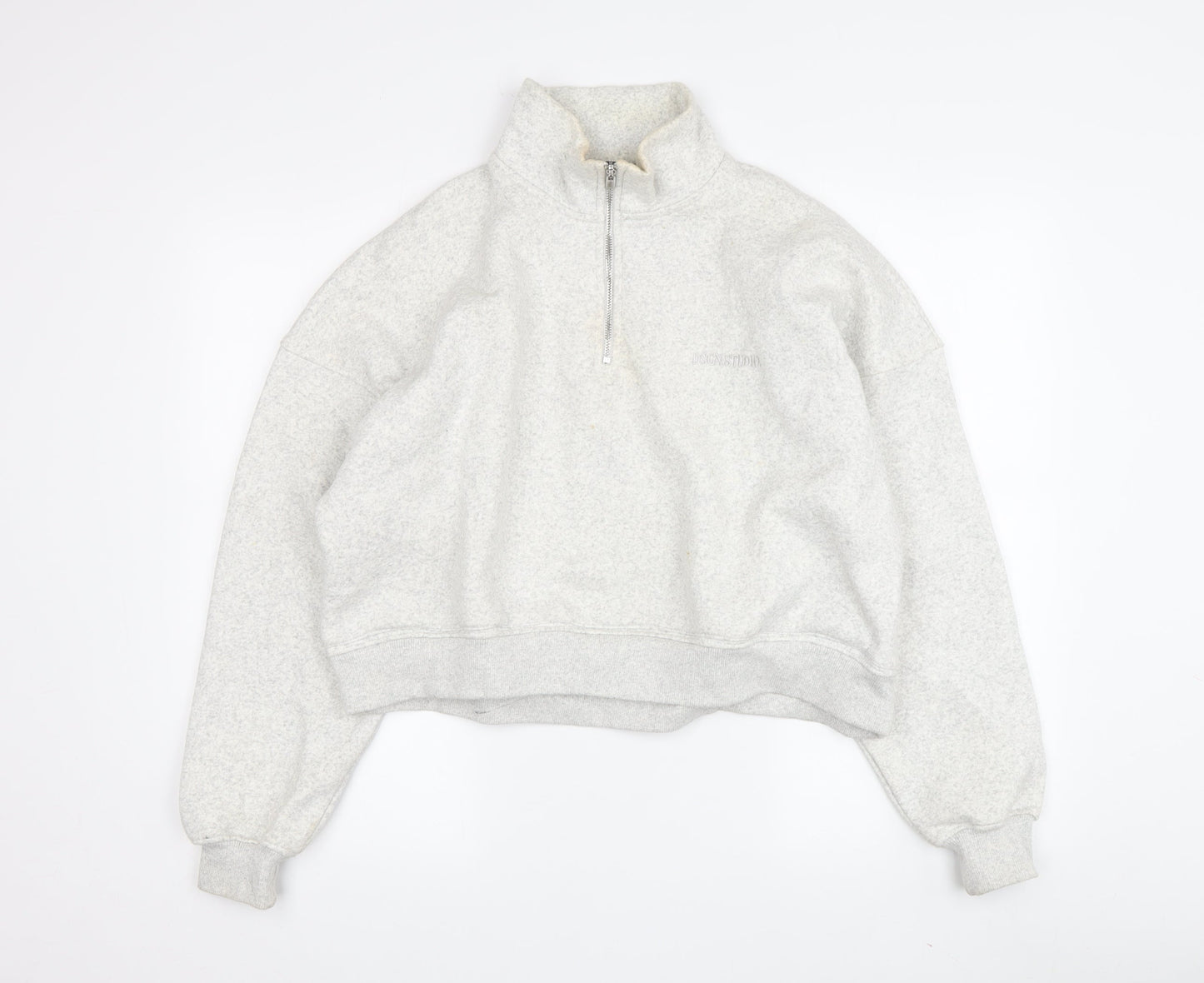 Boohoo Women's Grey Pullover Sweatshirt, S, High Neck, Logo