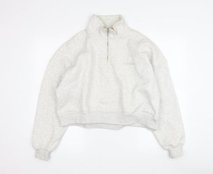 Boohoo Women's Grey Pullover Sweatshirt, S, High Neck, Logo