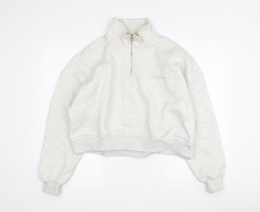 Boohoo Women's Grey Pullover Sweatshirt, S, High Neck, Logo