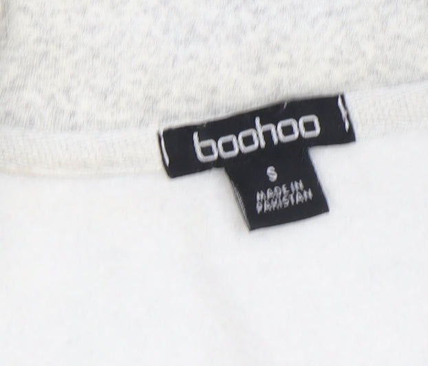 Boohoo Women's Grey Pullover Sweatshirt, S, High Neck, Logo