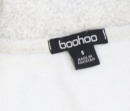 Boohoo Women's Grey Pullover Sweatshirt, S, High Neck, Logo