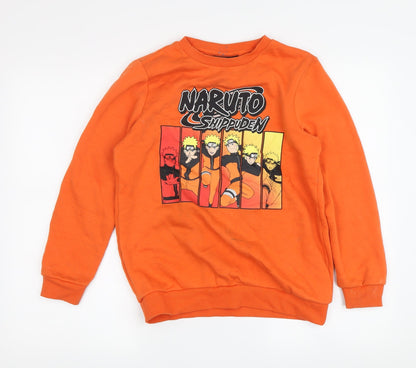 Naruto Boys Orange Anime Graphic Long Pullover Sweatshirt 11-12Y
