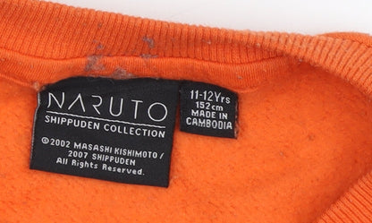 Naruto Boys Orange Anime Graphic Long Pullover Sweatshirt 11-12Y