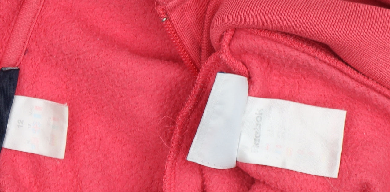 Reebok Women's Pink Full Zip Hoodie, Size 12, Logo Accent