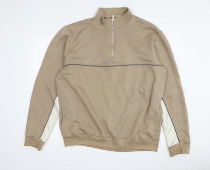 Mens UK Size 2XL boohooMAN Beige 1/4 Zip Sweatshirt