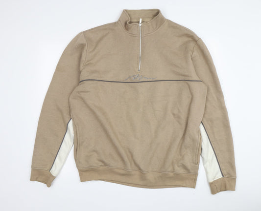 Mens UK Size 2XL boohooMAN Beige 1/4 Zip Sweatshirt