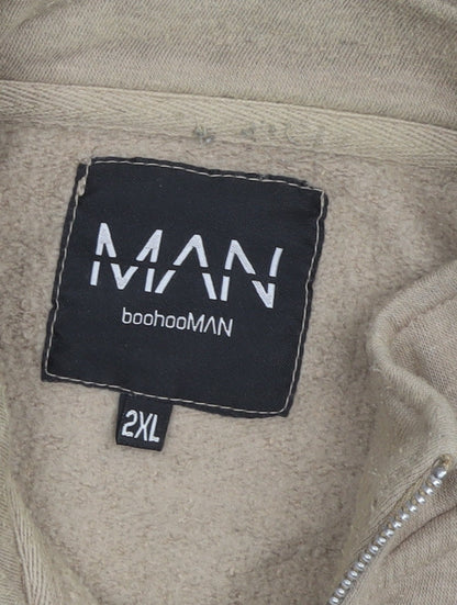Mens UK Size 2XL boohooMAN Beige 1/4 Zip Sweatshirt
