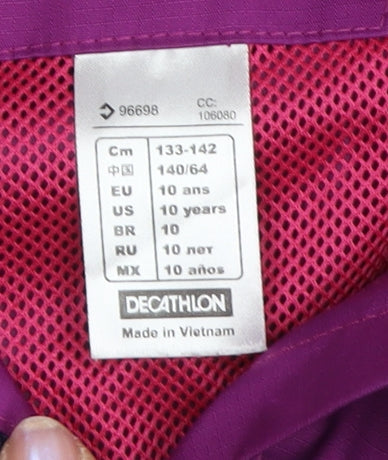 Decathlon Teens Purple Waterproof Rain Jacket Size 12