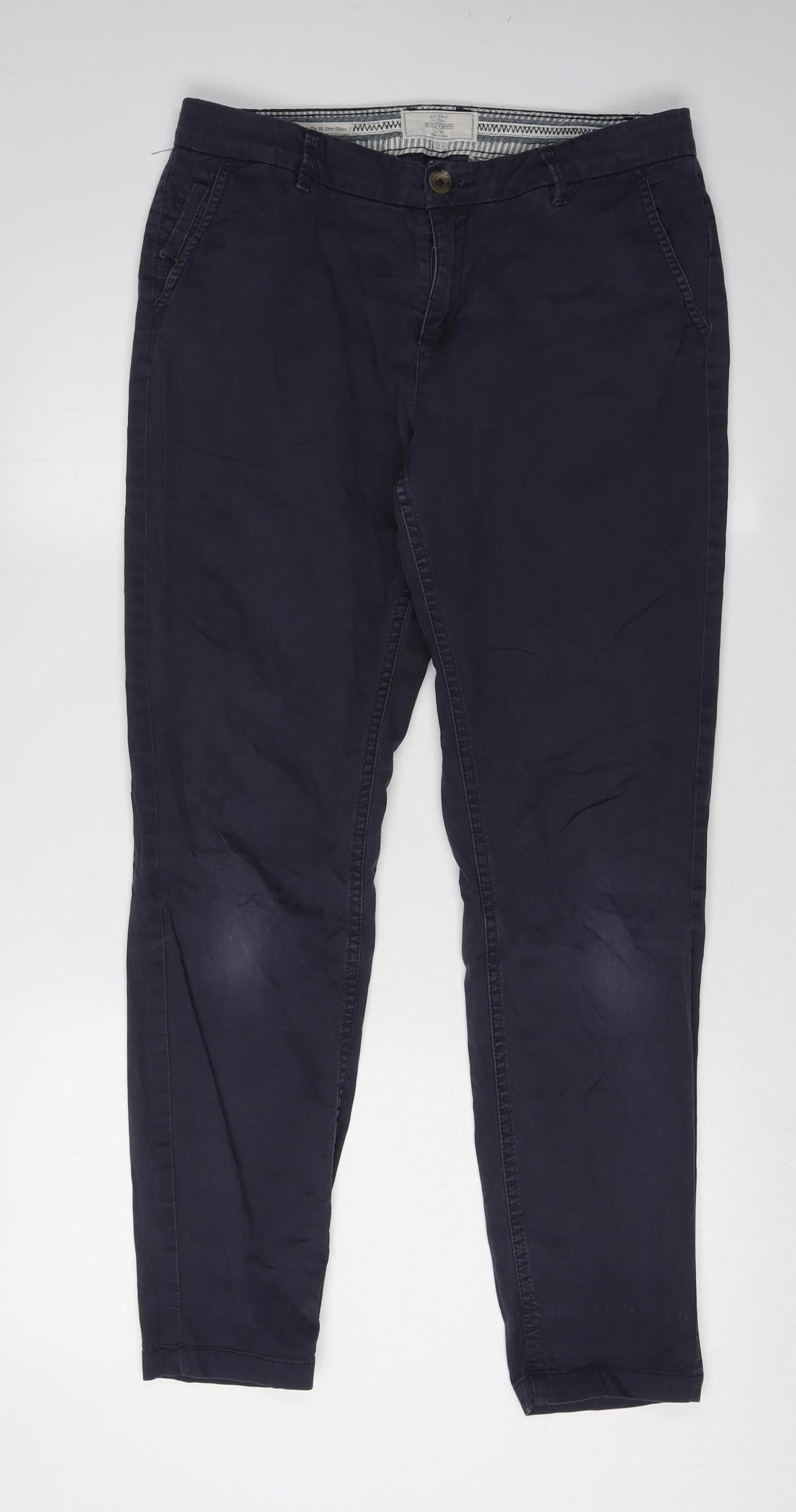 Womens UK Size 10 Fat Face Regular Fit Chino Blue Trousers