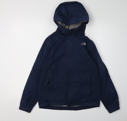 The North Face Boys Blue Rain Coat M - Waterproof Spring Autumn
