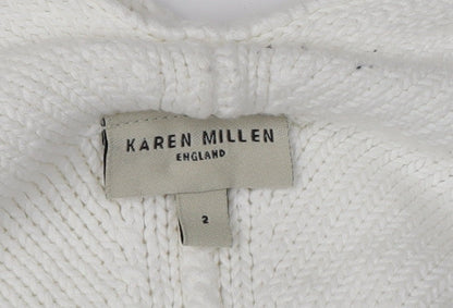 Womens UK Size 2 Karen Millen White Cardigan Jumper