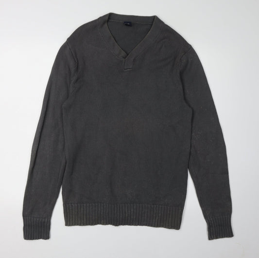 GAP Men's Grey Athletic Fit Long Sleeve Polo M