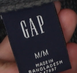 GAP Men's Grey Athletic Fit Long Sleeve Polo M