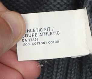 GAP Men's Grey Athletic Fit Long Sleeve Polo M