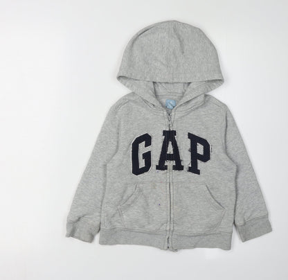 GAP Boys Grey Full Zip Hoodie, 4 Years, Cotton Blend