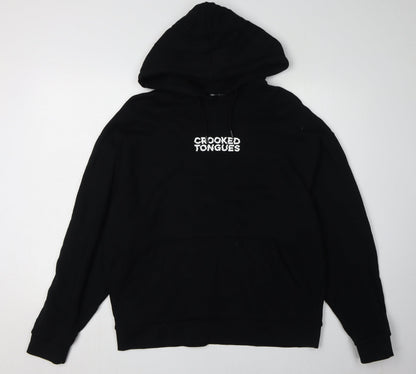 Crooked Tongues Men's Black Hoodie L Pullover Fleece