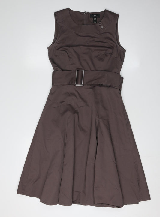 H&M Women's Brown A-Line Dress Size 8