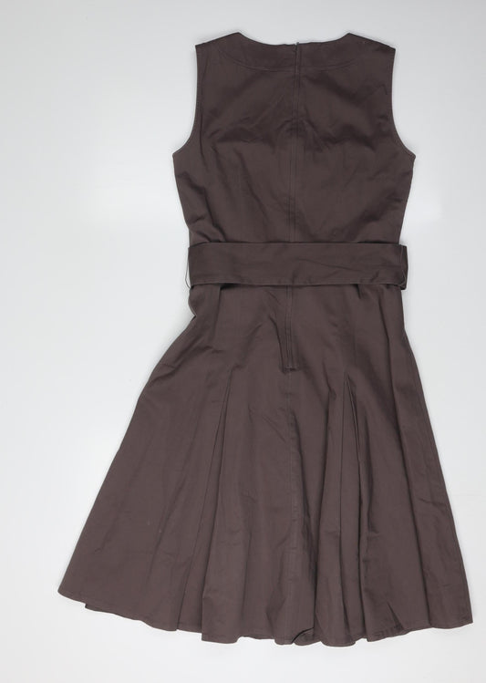H&M Women's Brown A-Line Dress Size 8