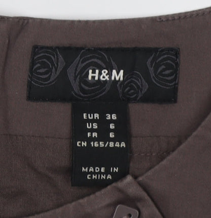 H&M Women's Brown A-Line Dress Size 8