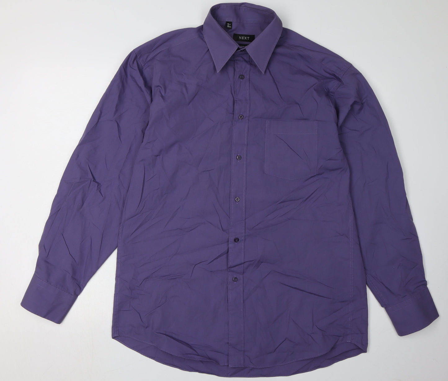 Next Men's Purple Button-Up Shirt, Size 15.5, Workwear