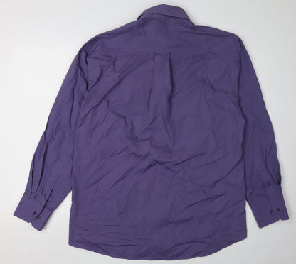 Next Men's Purple Button-Up Shirt, Size 15.5, Workwear