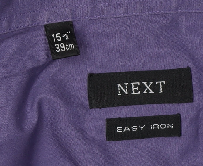 Next Men's Purple Button-Up Shirt, Size 15.5, Workwear