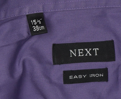 Next Men's Purple Button-Up Shirt, Size 15.5, Workwear