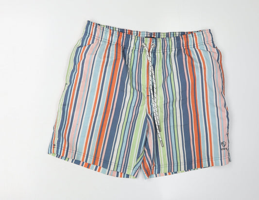 HOWICK Men's Multicoloured Striped Beach Shorts M