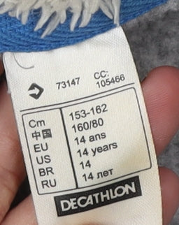 Decathlon Boys Grey Full Zip Hoodie Size 14 Winter Warm