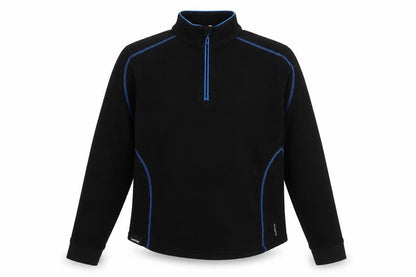 Front view of Oxylane boys’ black 1/4 zip sweatshirt, size 14, years