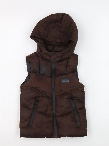River Island Boys Brown Puffer Jacket, 2-3 Years, Hooded