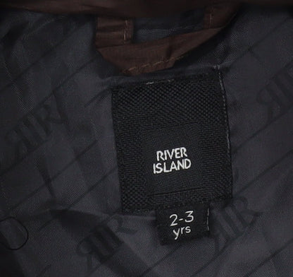 River Island Boys Brown Puffer Jacket, 2-3 Years, Hooded