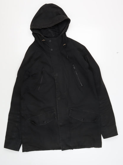 Mens UK Size S Brave Soul Black Parka Coat