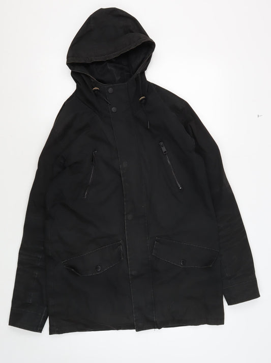Mens UK Size S Brave Soul Black Parka Coat