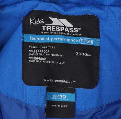 Trespass Boys Blue Puffer Jacket 9-10Y Winter Waterproof