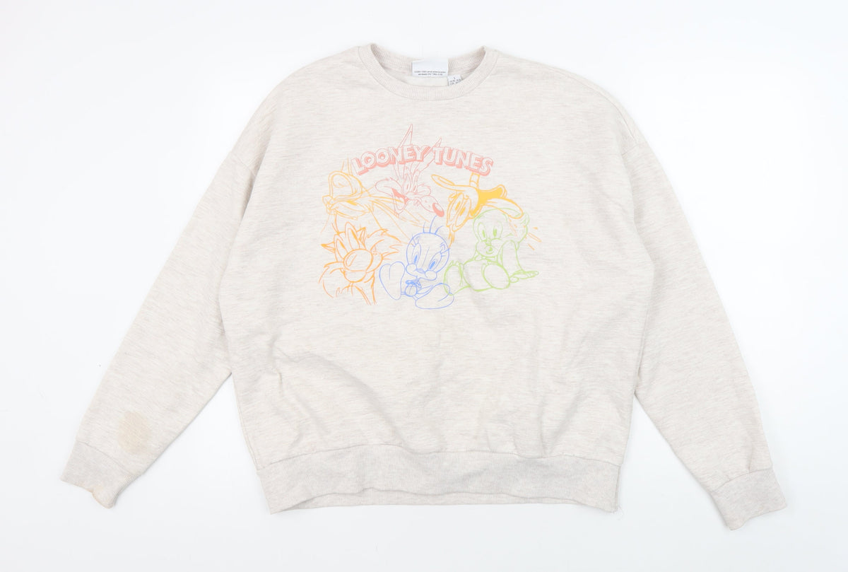 Womens UK Size L Looney Tunes Beige Pullover Sweatshirt