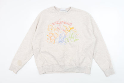 Womens UK Size L Looney Tunes Beige Pullover Sweatshirt