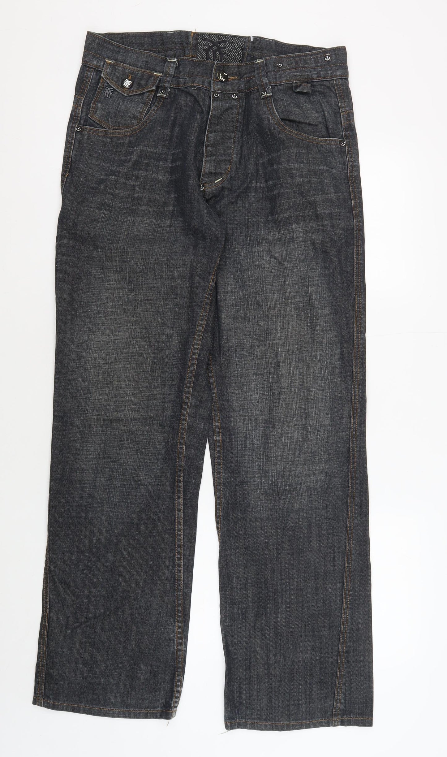 Fenchurch Men's Black 34 Straight Fit Denim Jeans