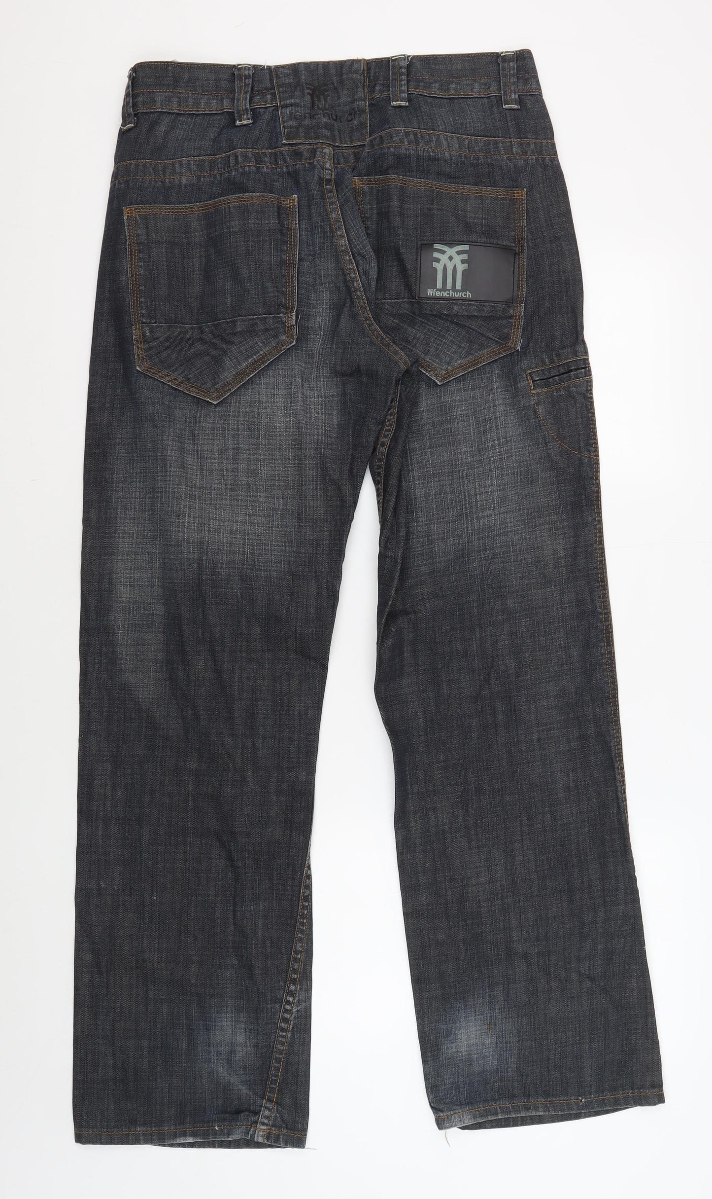 Fenchurch Men's Black 34 Straight Fit Denim Jeans