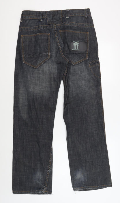 Fenchurch Men's Black 34 Straight Fit Denim Jeans