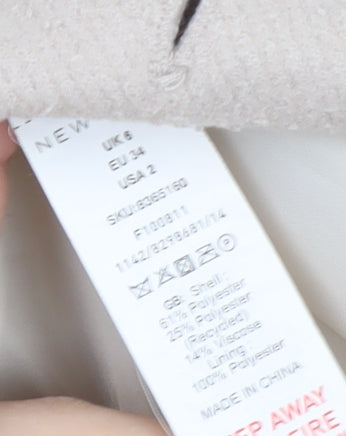 New Look Beige Women's Mid-Length Overcoat Size 6