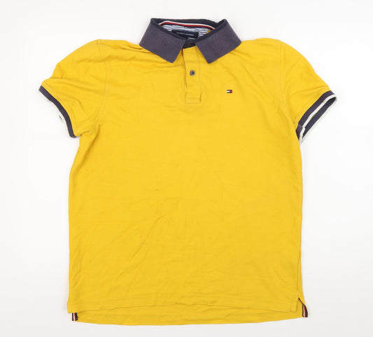 Tommy Hilfiger Men's Yellow Polo, M, Short Sleeve Classic