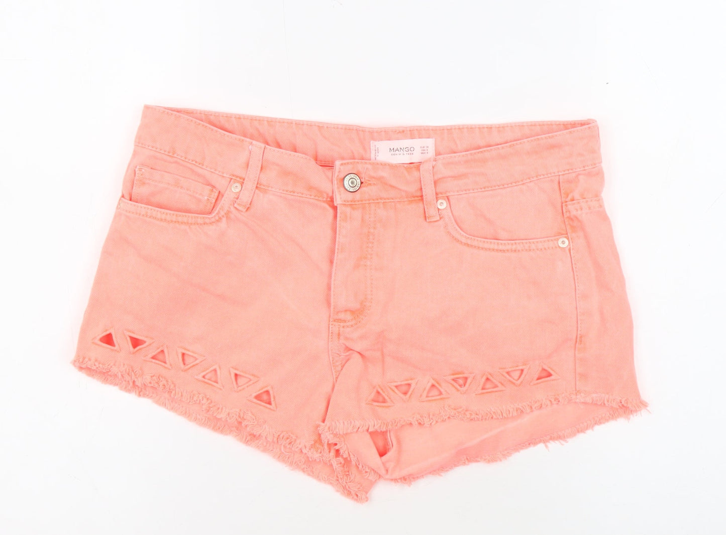 Mango Women's Cut-Off Pink Denim Shorts, Size 10