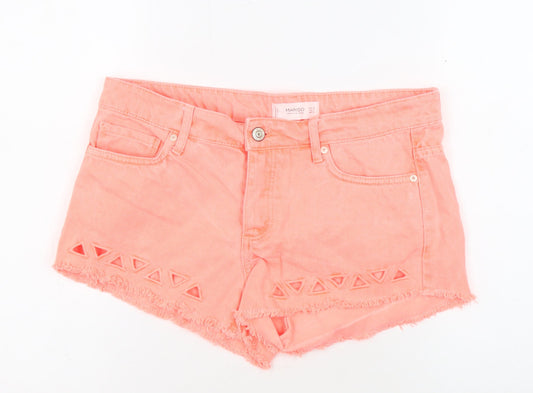 Mango Women's Cut-Off Pink Denim Shorts, Size 10
