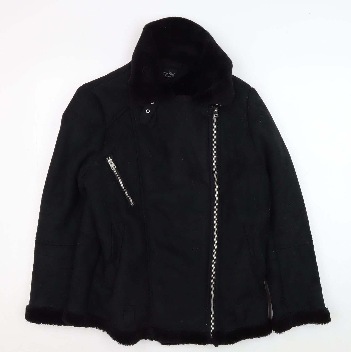 Womens UK Size 10 Topshop Black Motorcycle Jacket