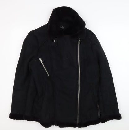 Womens UK Size 10 Topshop Black Motorcycle Jacket