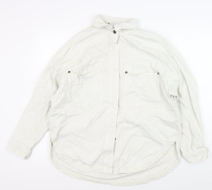 Zara Men's White Cotton Basic Jacket, Size S